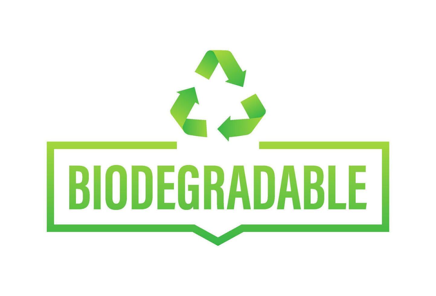 biologisch afbreekbaar recyclebaar label. bio recyclen. eco vriendelijk Product. vector voorraad illustratie