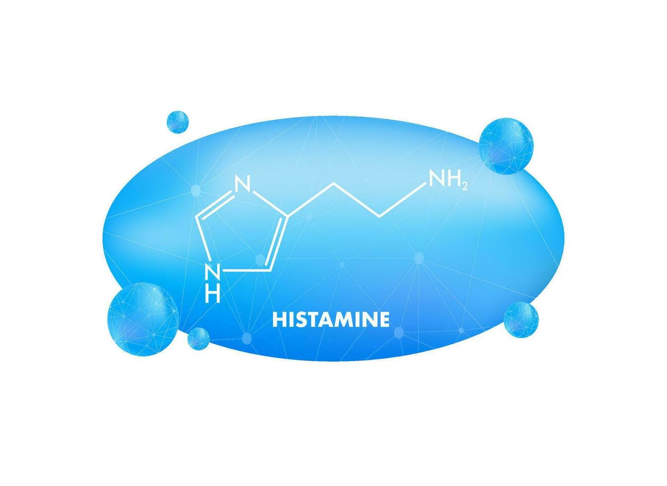 histamine concept chemisch formule icoon label, tekst doopvont vector illustratie.