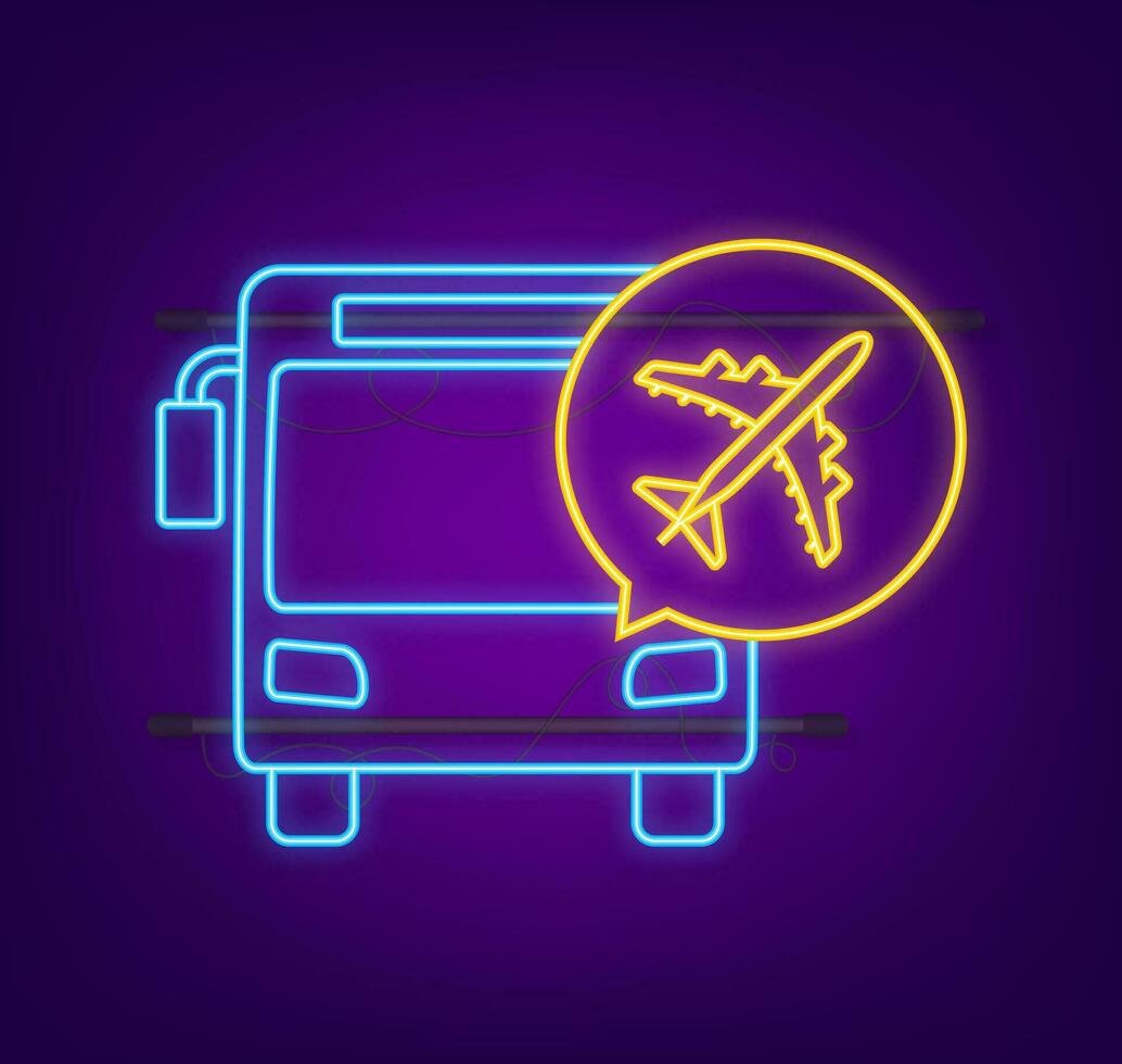 vervoer van en naar luchthaven vector. neon icoon. geïsoleerd vector illustratie.