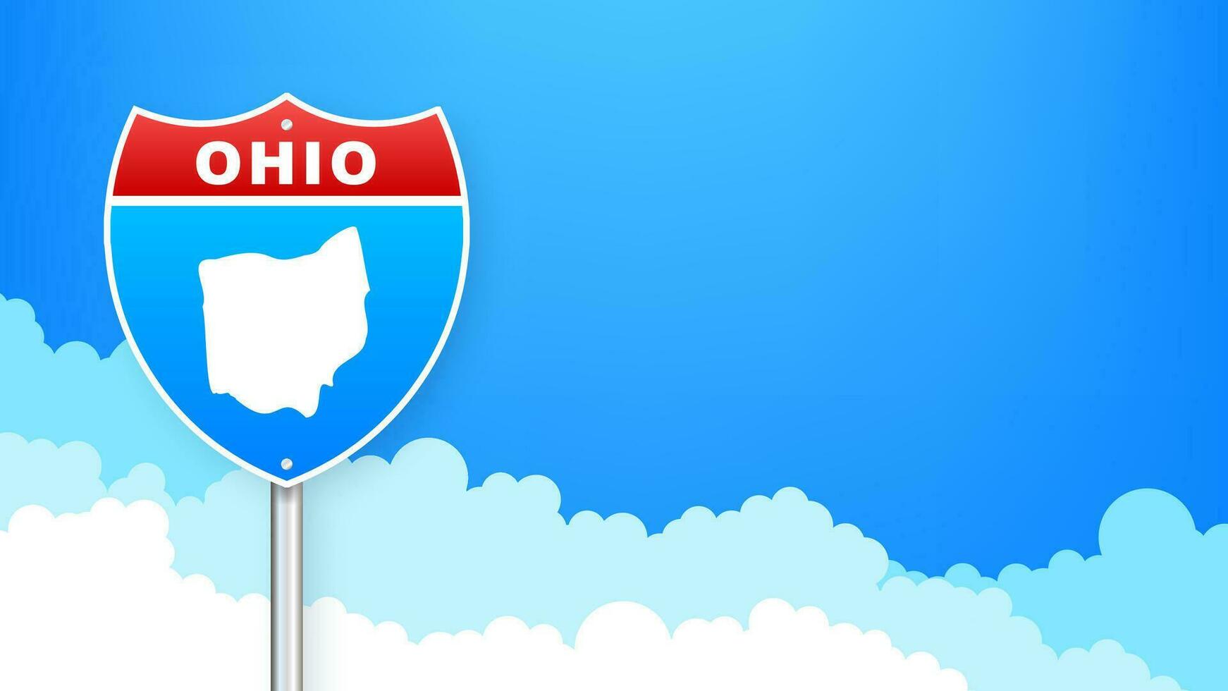 Ohio kaart Aan weg teken. Welkom naar staat van Ohio. vector illustratie