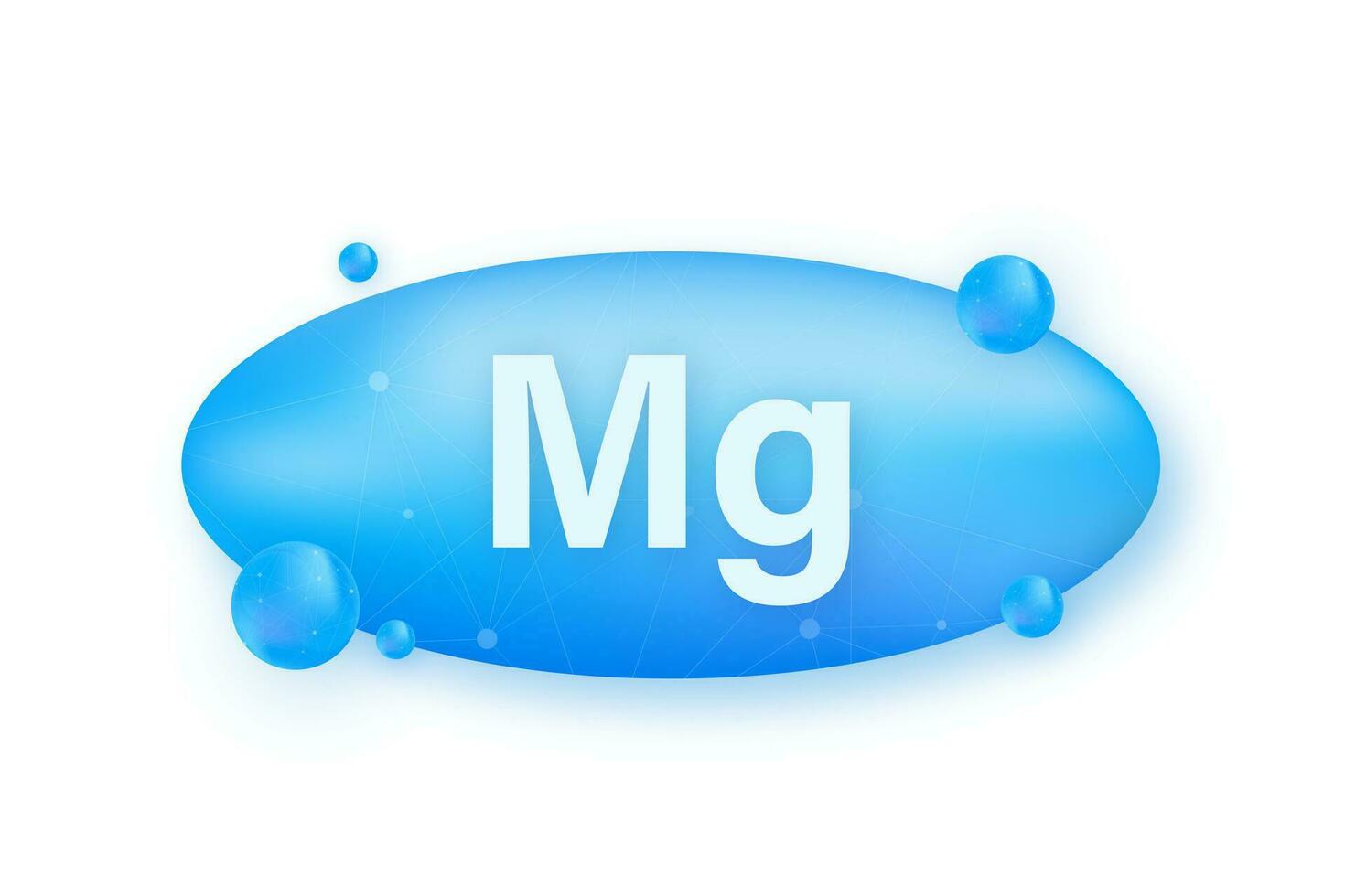 blauw magnesium Aan wit achtergrond. magnesium mineraal. mg pil capsule. vector voorraad illustratie.