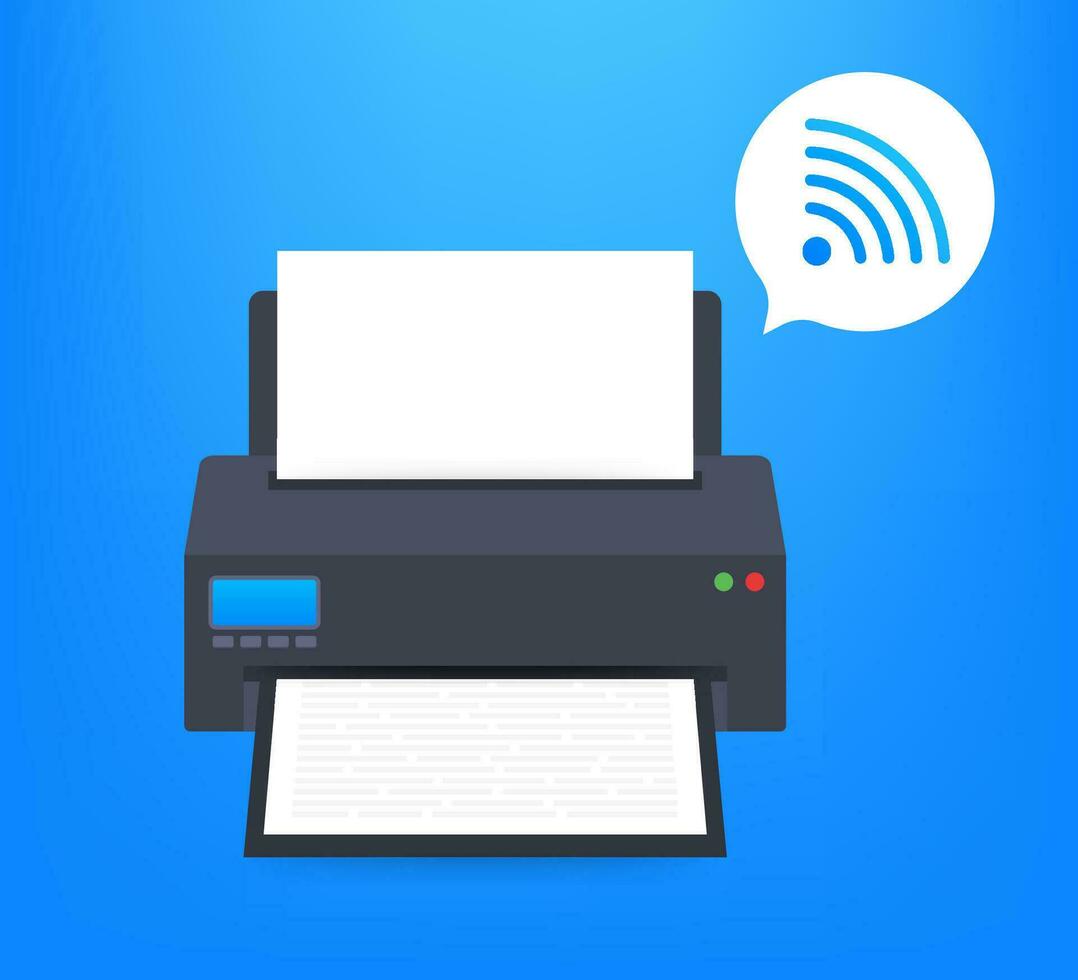 printer icoon met Wifi draadloze symbool. draadloze printer. vector voorraad illustratie