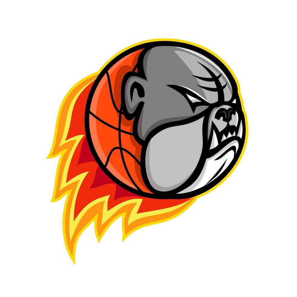 bulldog basketbal mascotte retro vector