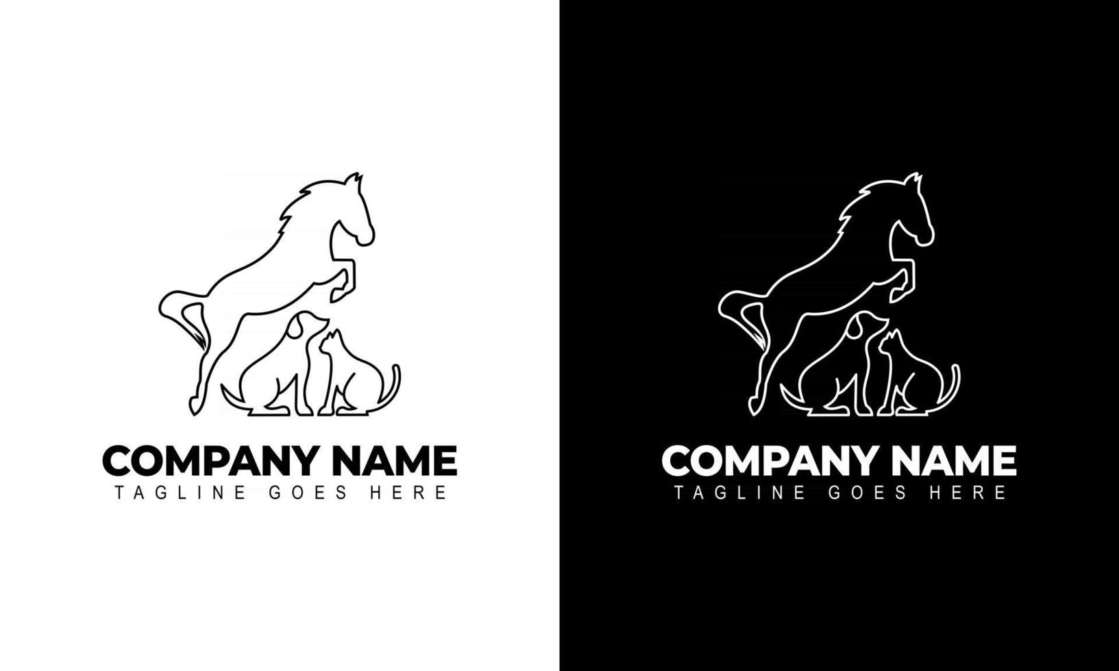 vector van een paard, hond, kat logo ontwerp dieren grafische illustratie