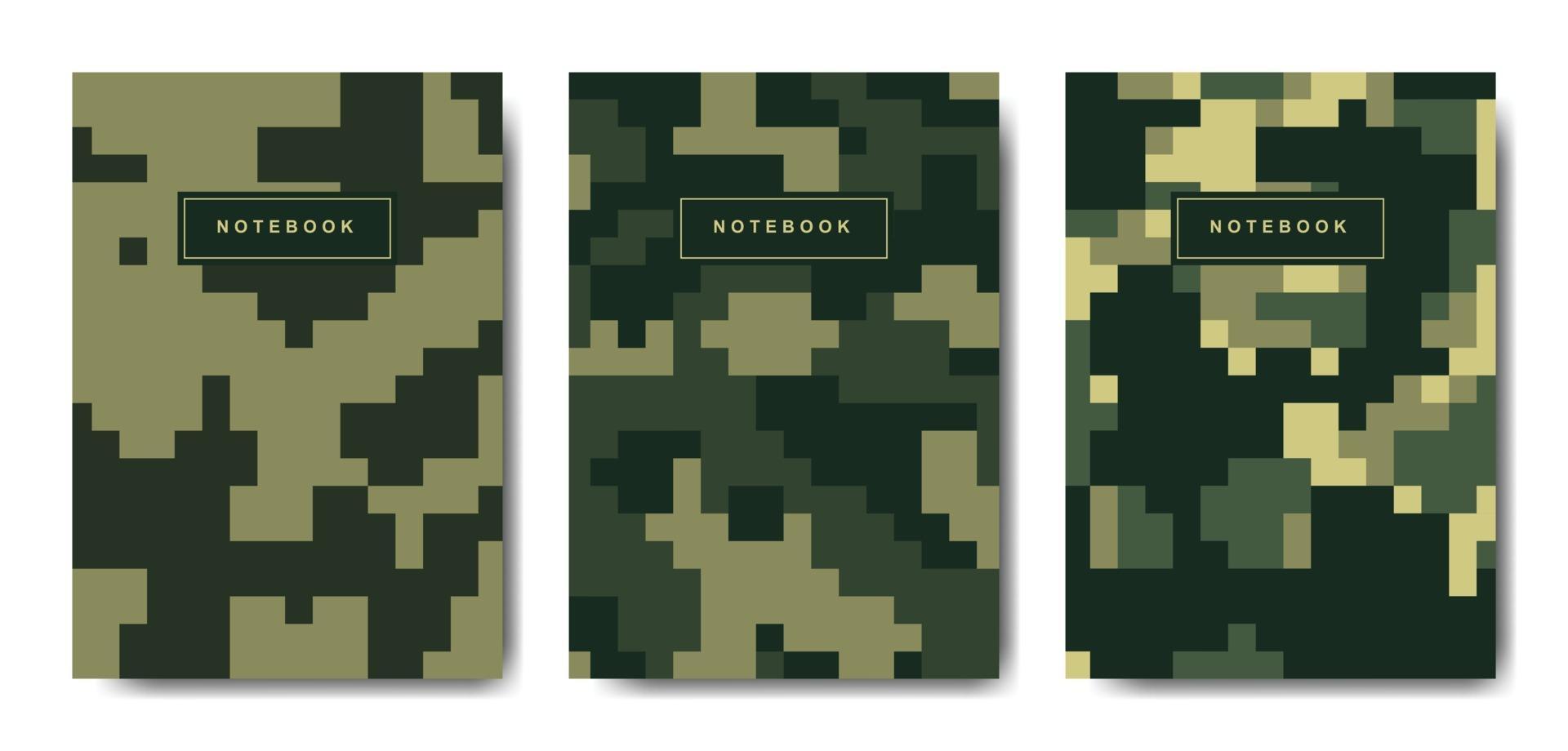 militaire en leger pixel camouflage cover notebook vector