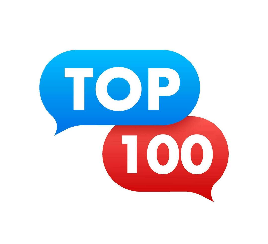 top 100 top een honderd kleurrijk etiket Aan wit achtergrond. vector illustratie