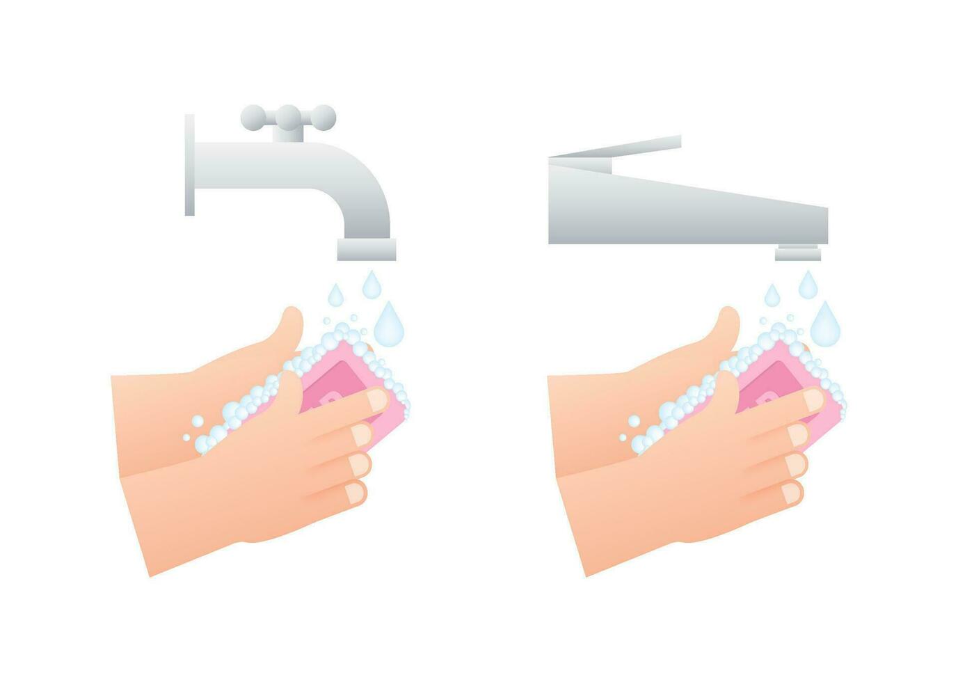 het wassen handen met zeep. Gezondheid zorg. coronavirus preventie. persoonlijk hygiëne. vector voorraad illustratie.