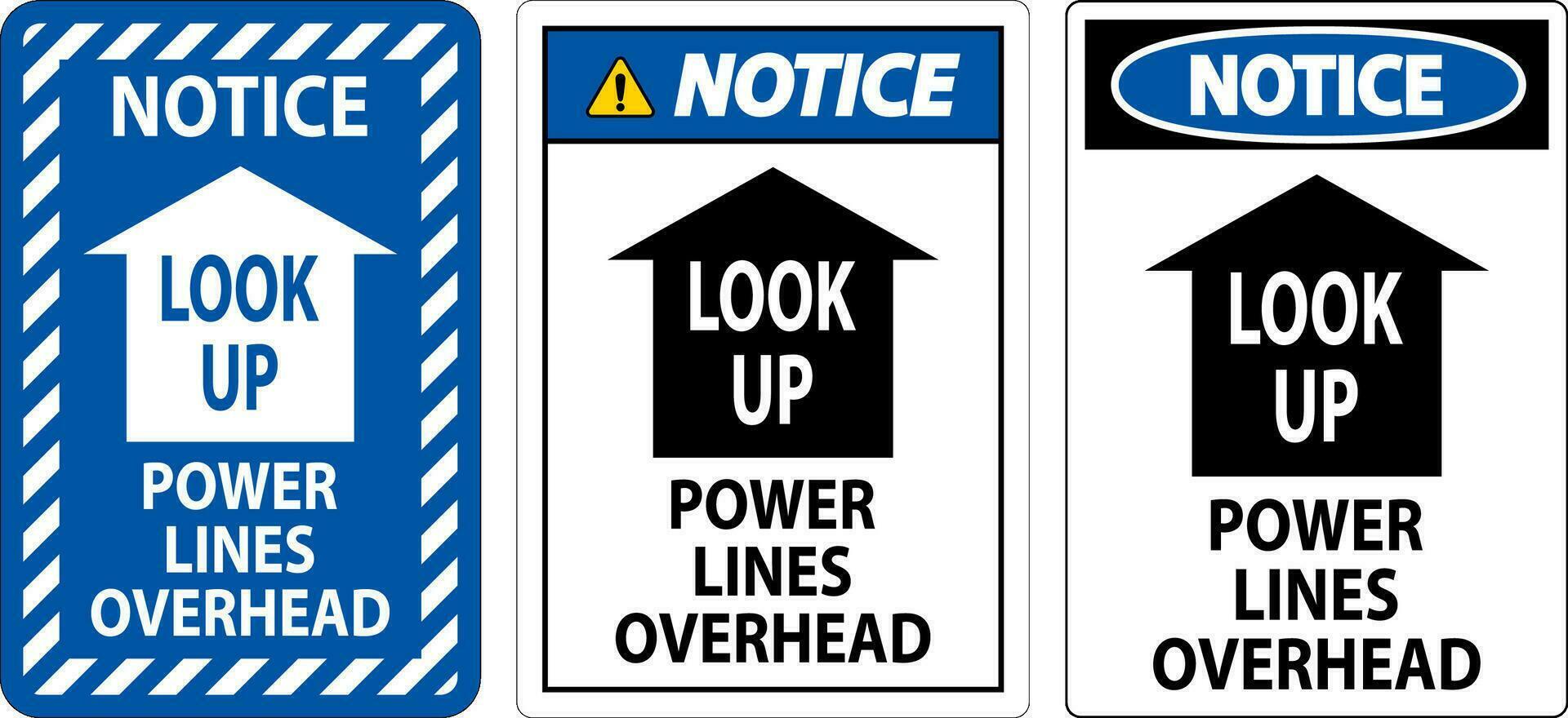elektrisch veiligheid teken merk op kijken omhoog, macht lijnen overhead vector