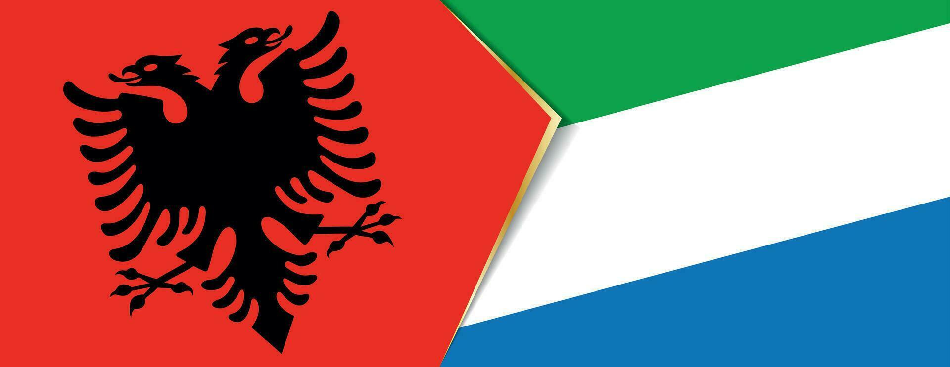 Albanië en Sierra Leone vlaggen, twee vector vlaggen.