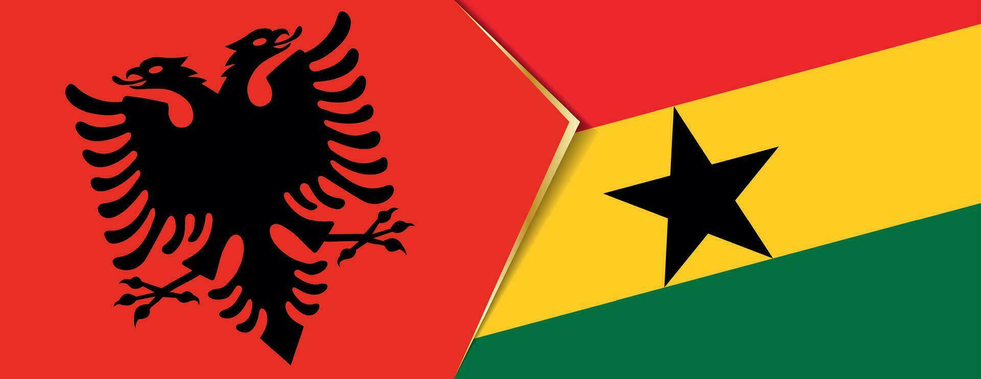 Albanië en Ghana vlaggen, twee vector vlaggen.