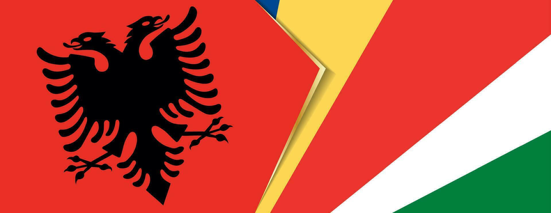 Albanië en Seychellen vlaggen, twee vector vlaggen.