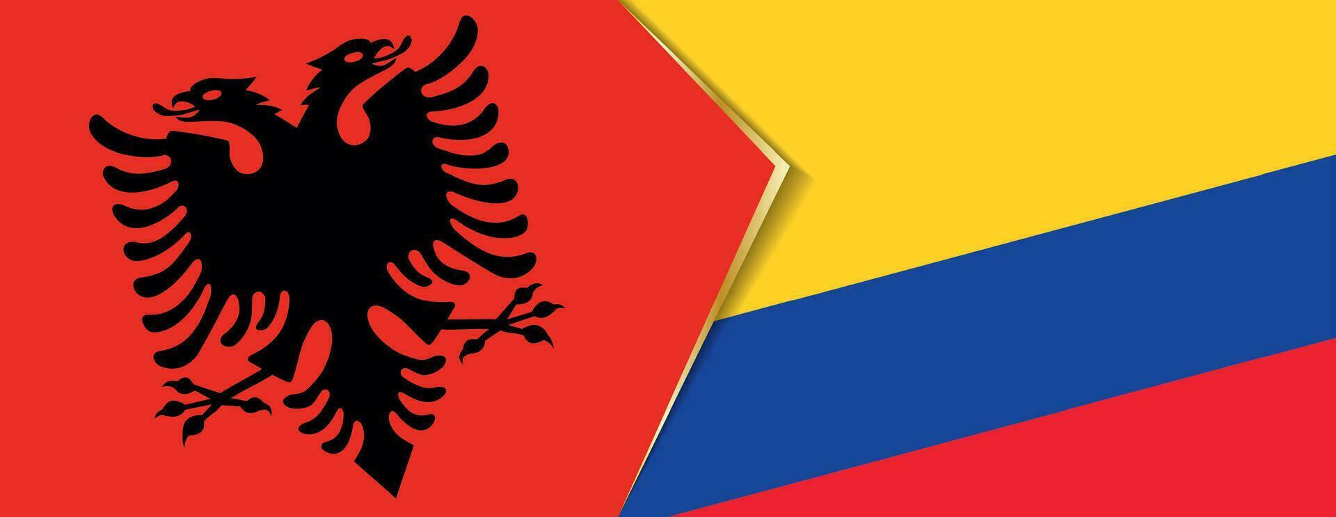 Albanië en Colombia vlaggen, twee vector vlaggen.