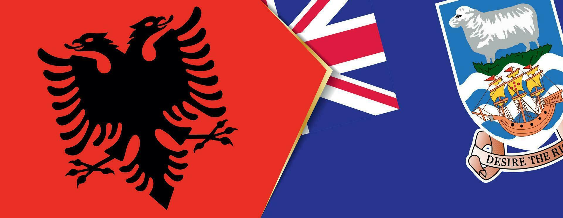 Albanië en Falkland eilanden vlaggen, twee vector vlaggen.