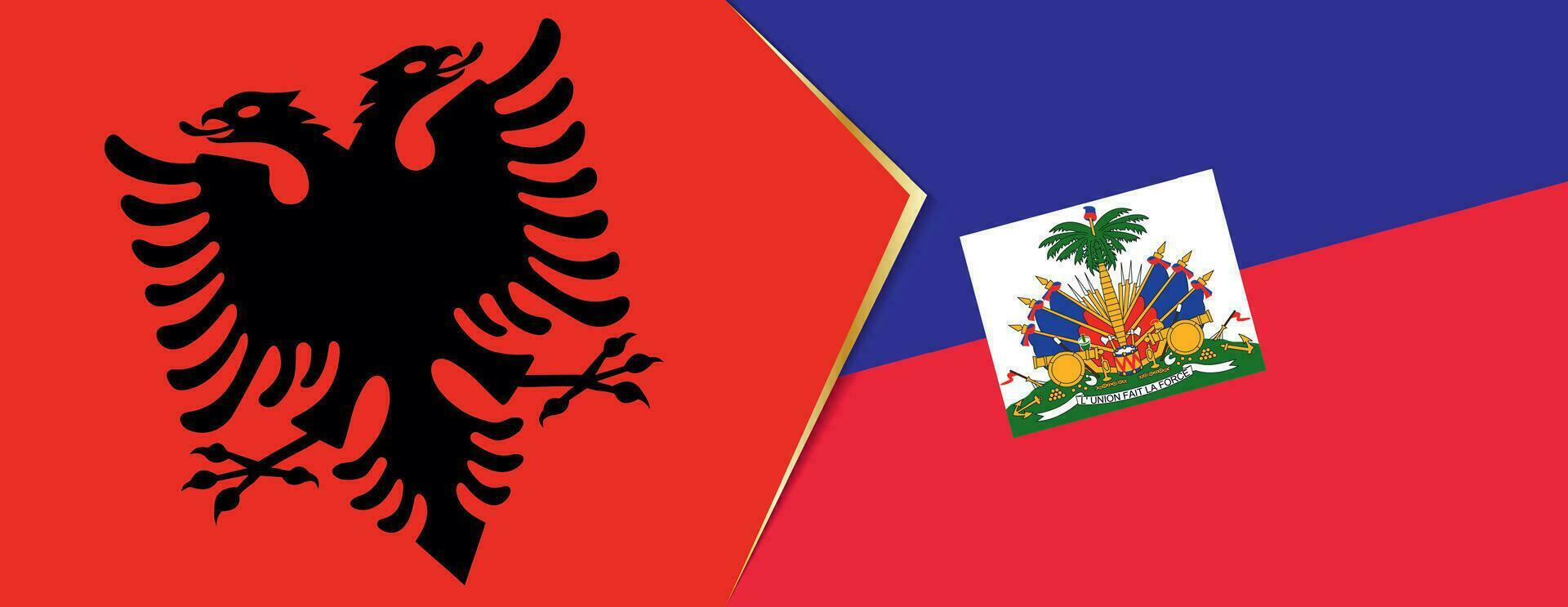 Albanië en Haïti vlaggen, twee vector vlaggen.