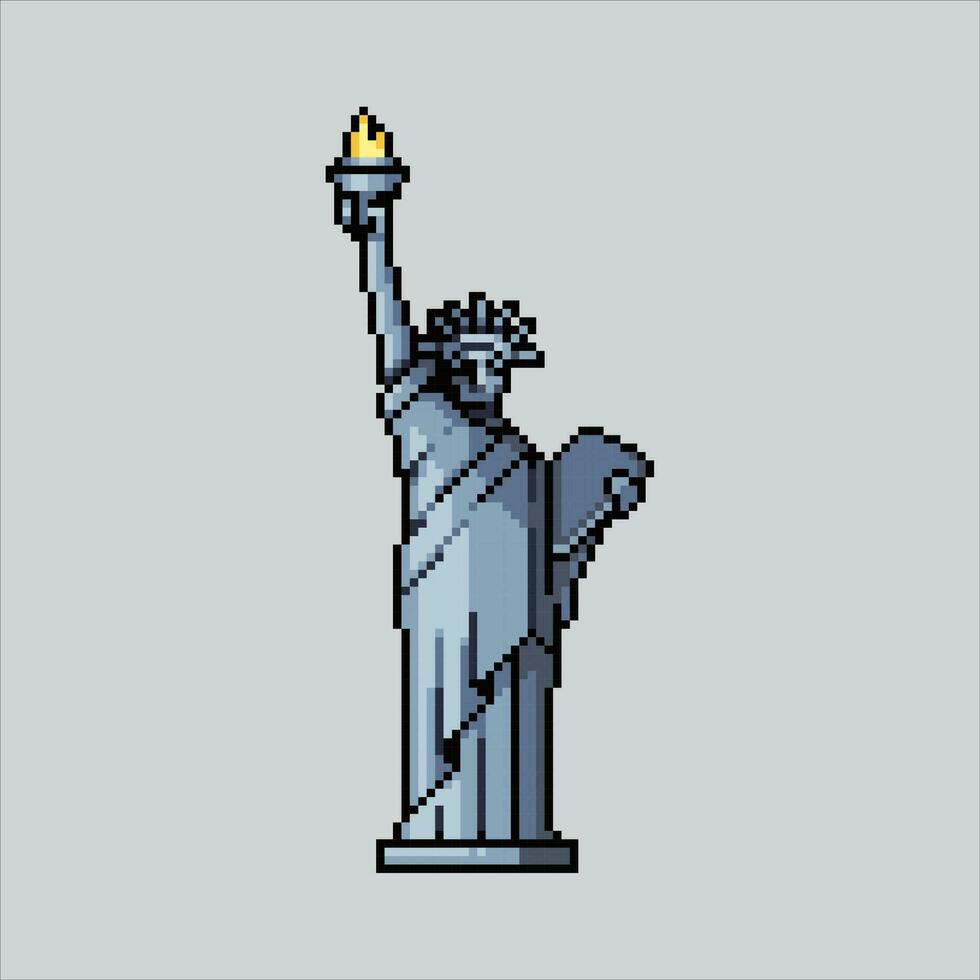 pixel kunst illustratie vrijheid standbeeld. korrelig standbeeld vrijheid. Amerikaans vrijheid standbeeld mijlpaal icoon korrelig voor de pixel kunst spel en icoon voor website en video spel. oud school- retro. vector