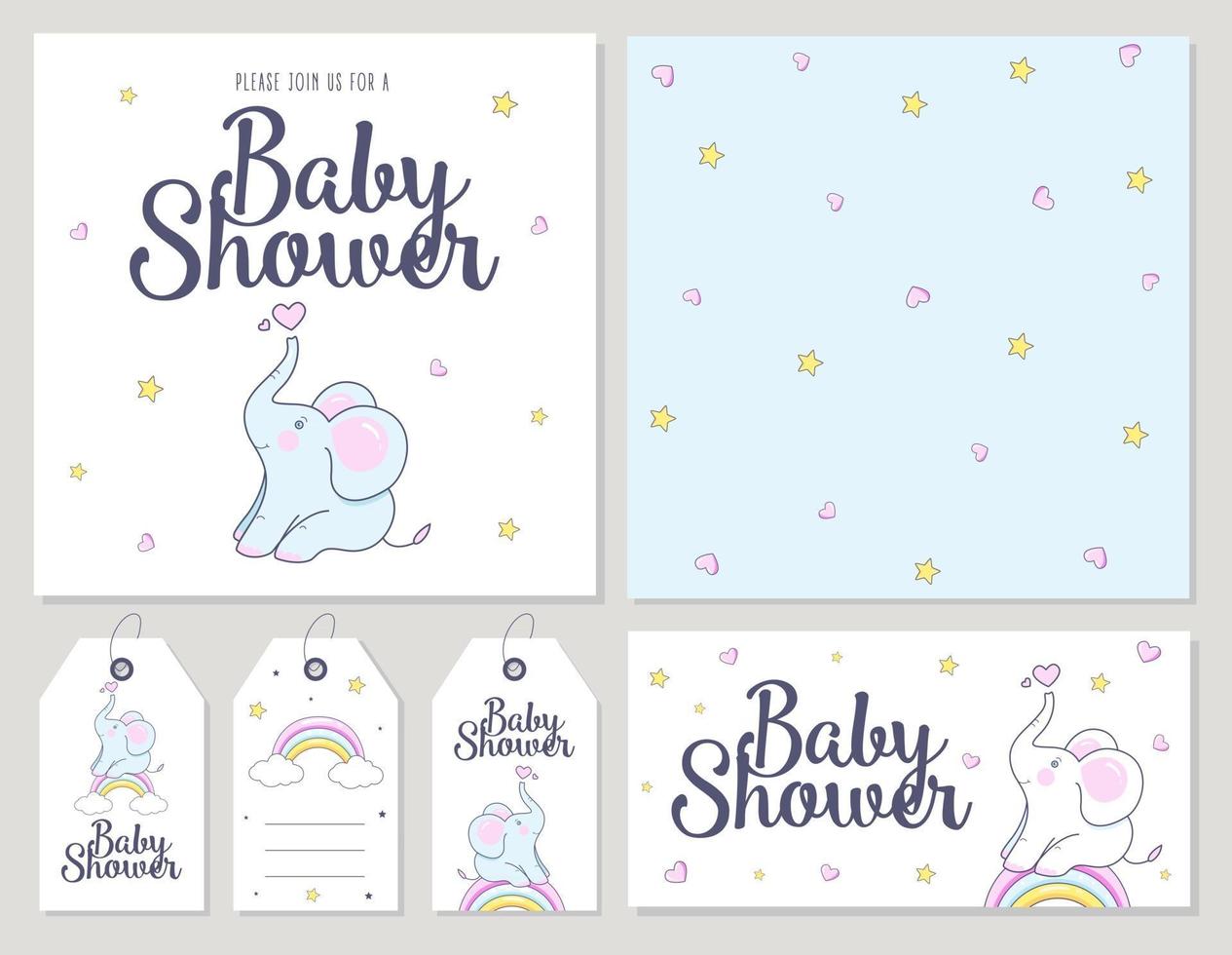 babyshowerkaart met schattige olifant. vector