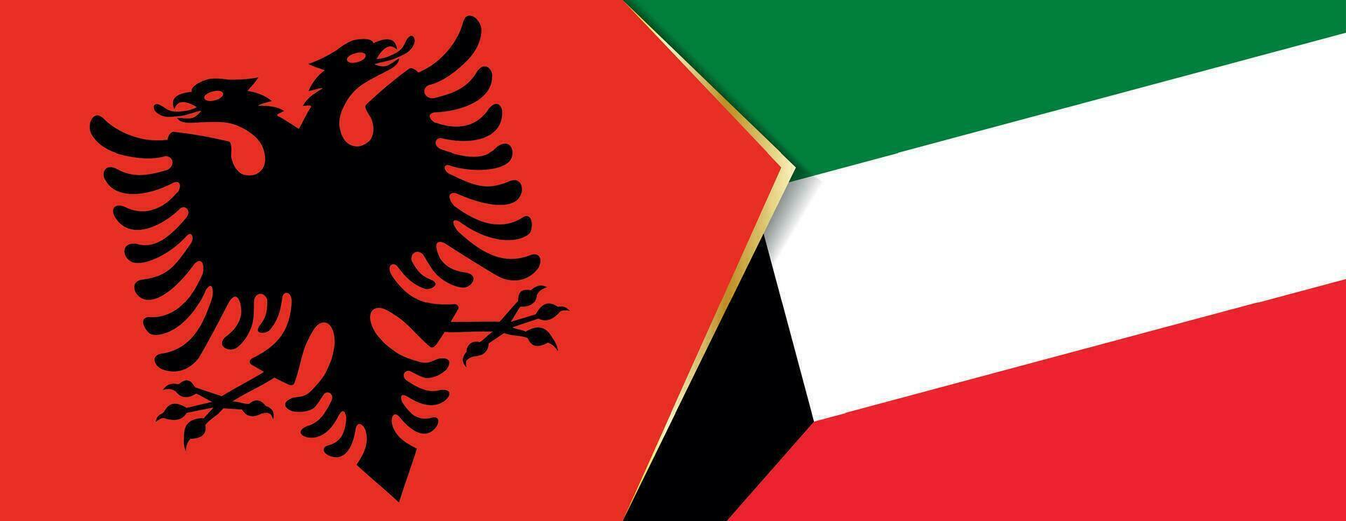 Albanië en Koeweit vlaggen, twee vector vlaggen.