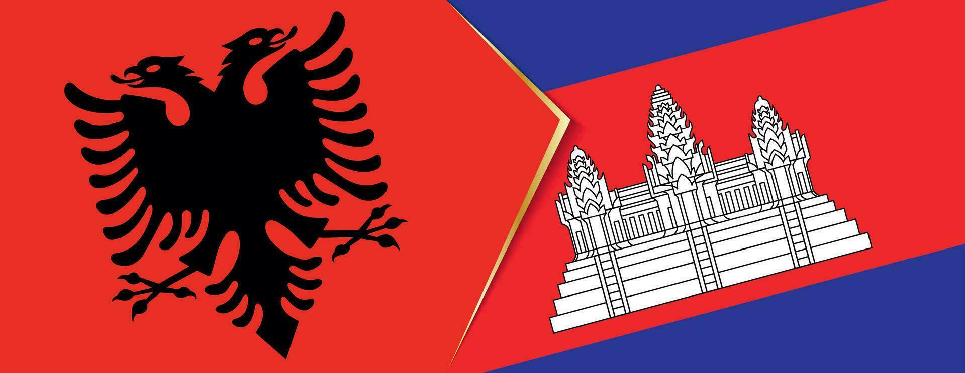 Albanië en Cambodja vlaggen, twee vector vlaggen.