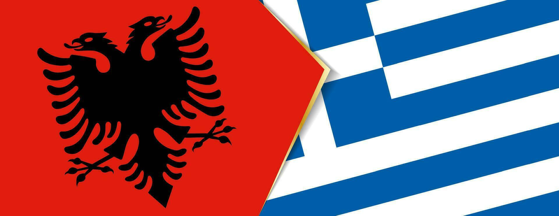 Albanië en Griekenland vlaggen, twee vector vlaggen.