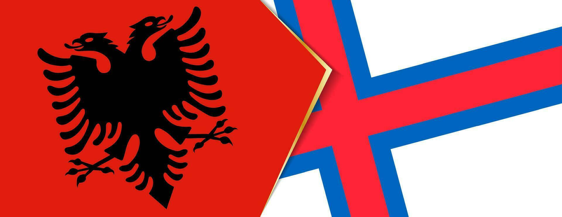 Albanië en Faeröer eilanden vlaggen, twee vector vlaggen.