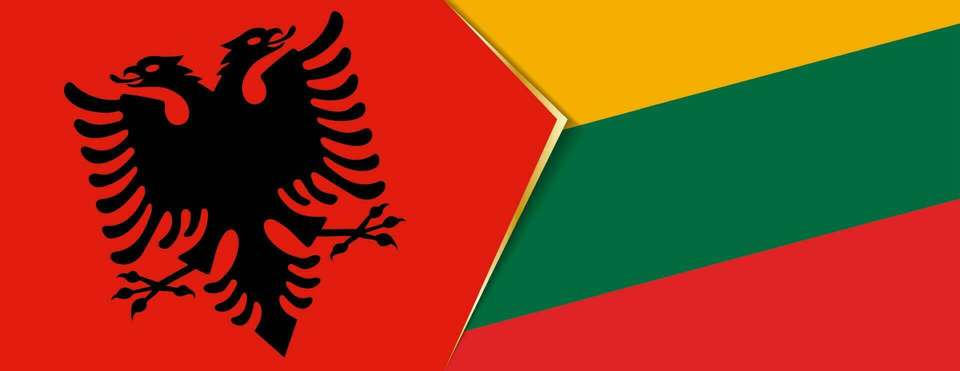 Albanië en Litouwen vlaggen, twee vector vlaggen.