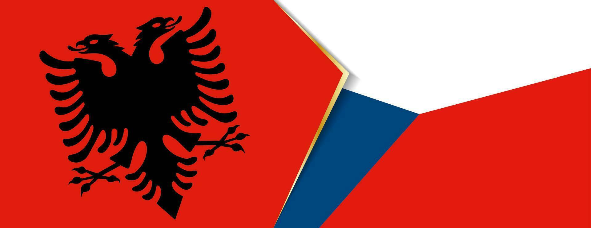 Albanië en Tsjechisch republiek vlaggen, twee vector vlaggen.