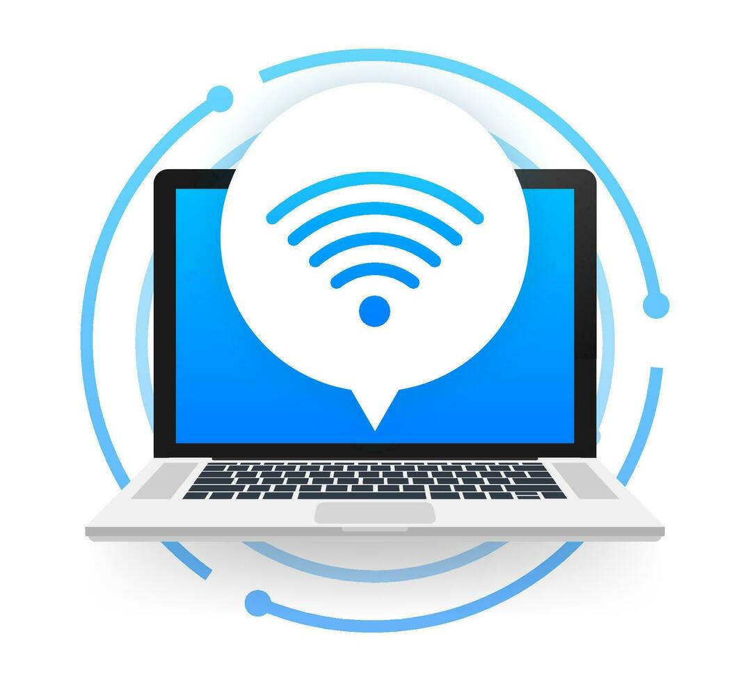 draadloze technologie. Wifi internet verbinding Aan laptop scherm. vector voorraad illustratie