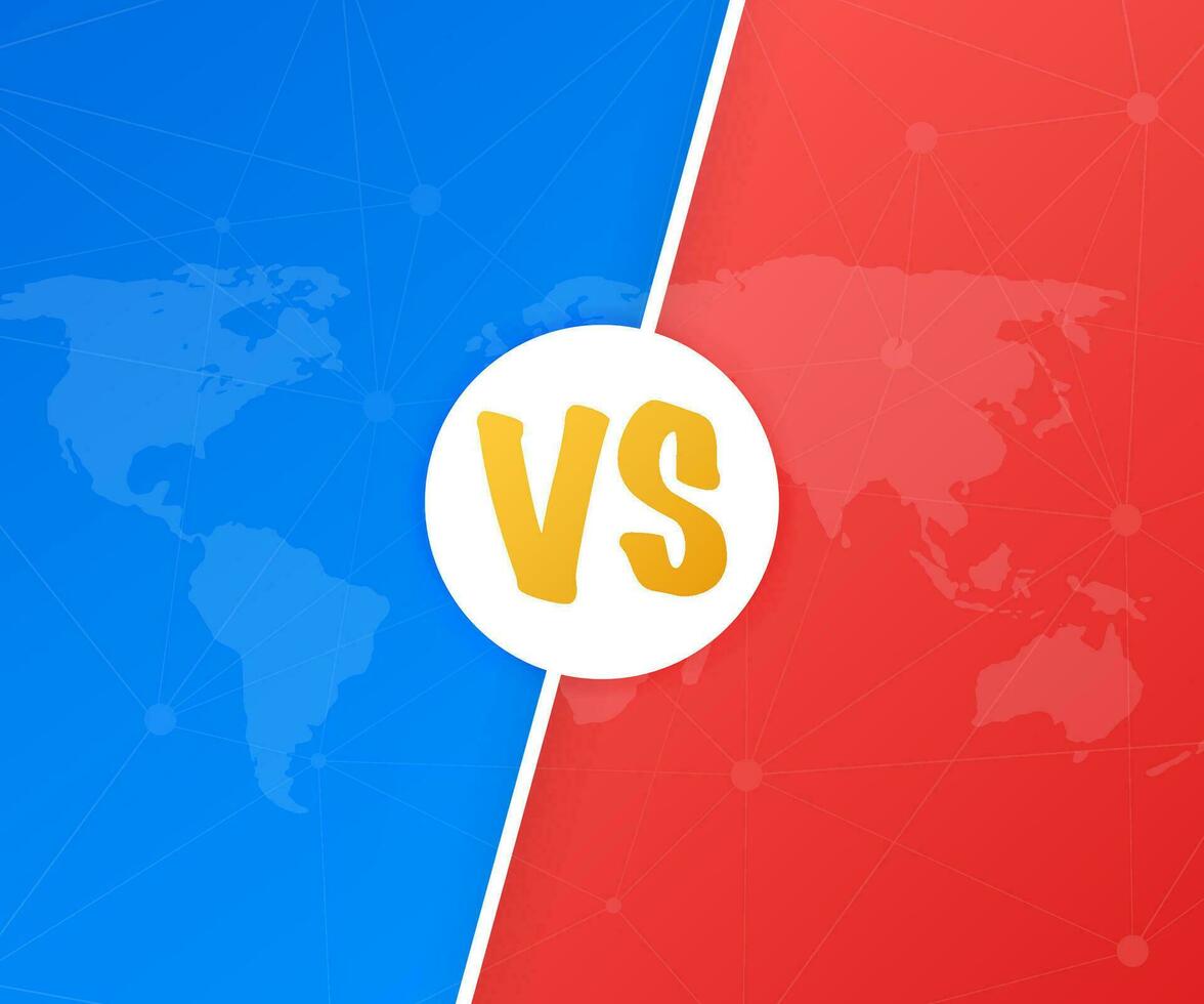 vs versus blauw en rood grappig ontwerp. strijd banier wedstrijd, vs brieven wedstrijd confrontatie. vector illustratie.