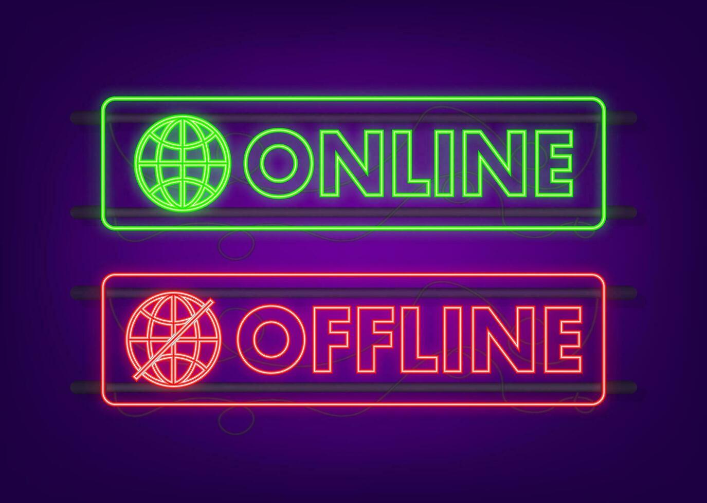 online en offline neon schakelaar, knop. leven babbelen steun. vector voorraad illustratie