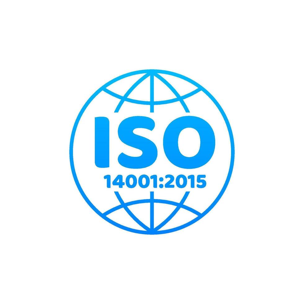 iso 14001 gecertificeerd insigne, icoon. certificaat stempel. vlak ontwerp vector