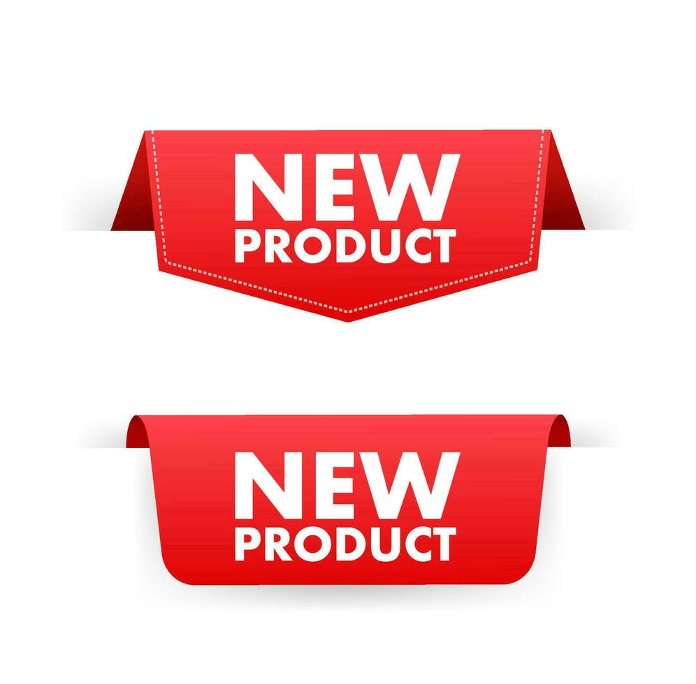 nieuw Product rood label. rood web lintje. voorraad illustratie vector