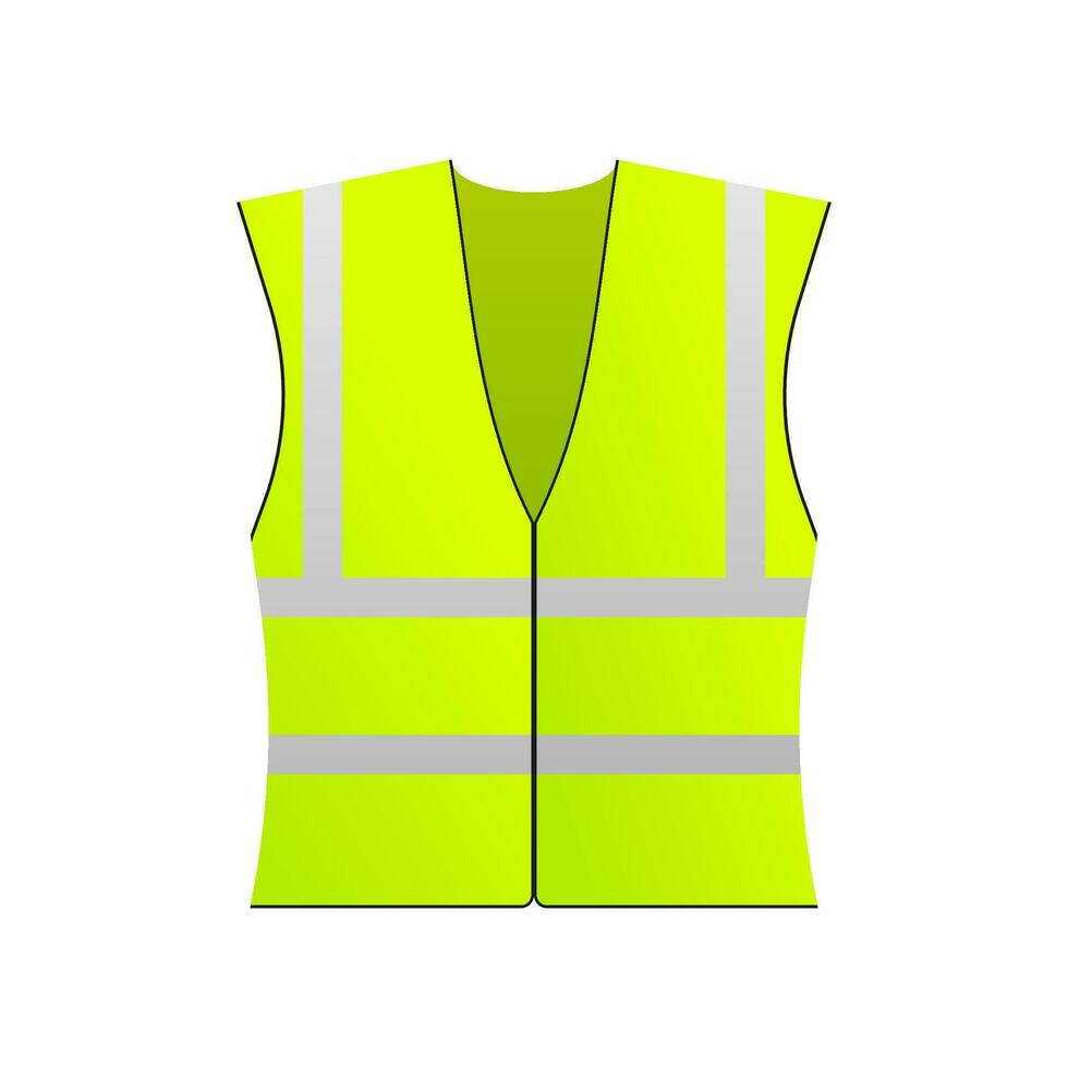 veiligheid jasje veiligheid. geel werk uniform met reflecterende strepen. vector voorraad illustratie