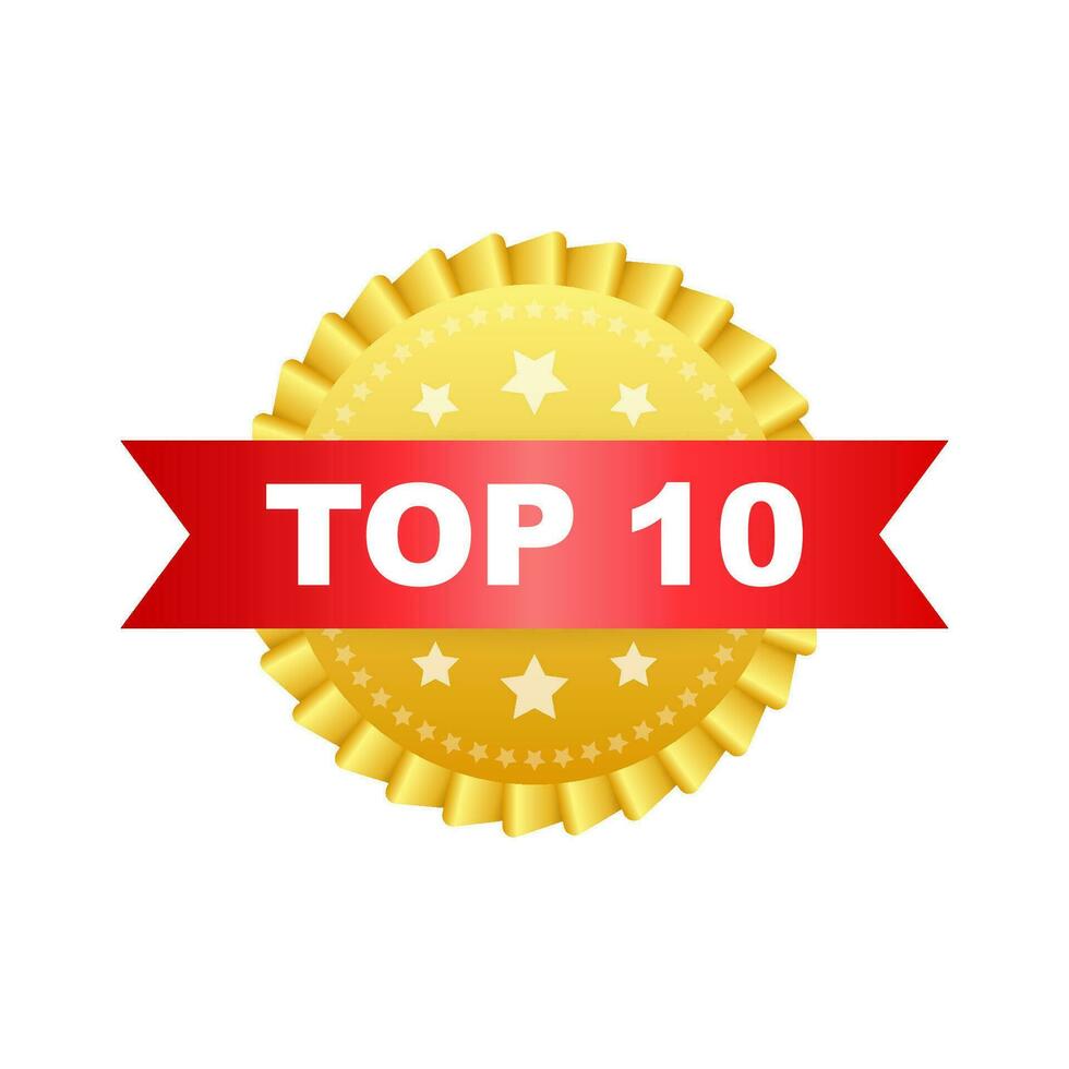 top 10 label. gouden laurier krans icoon. vector voorraad illustratie
