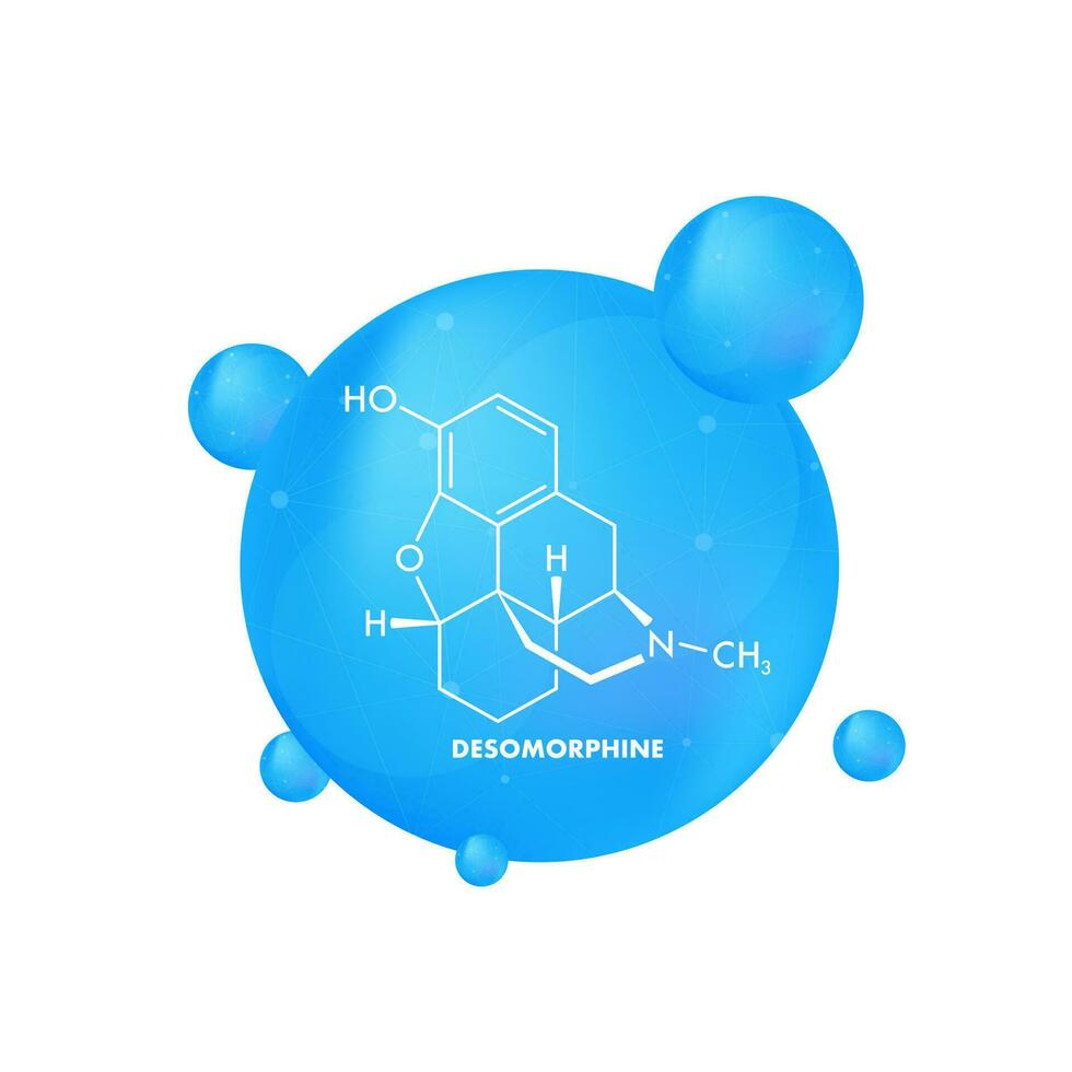 desomorfine chemisch formule. desomorfine chemisch moleculair structuur. vector