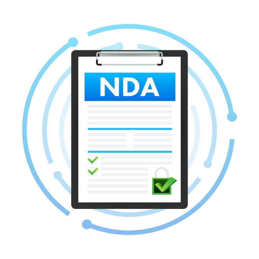 nda document, niet openbaarmaking overeenkomst, privacy document. vector voorraad illustratie