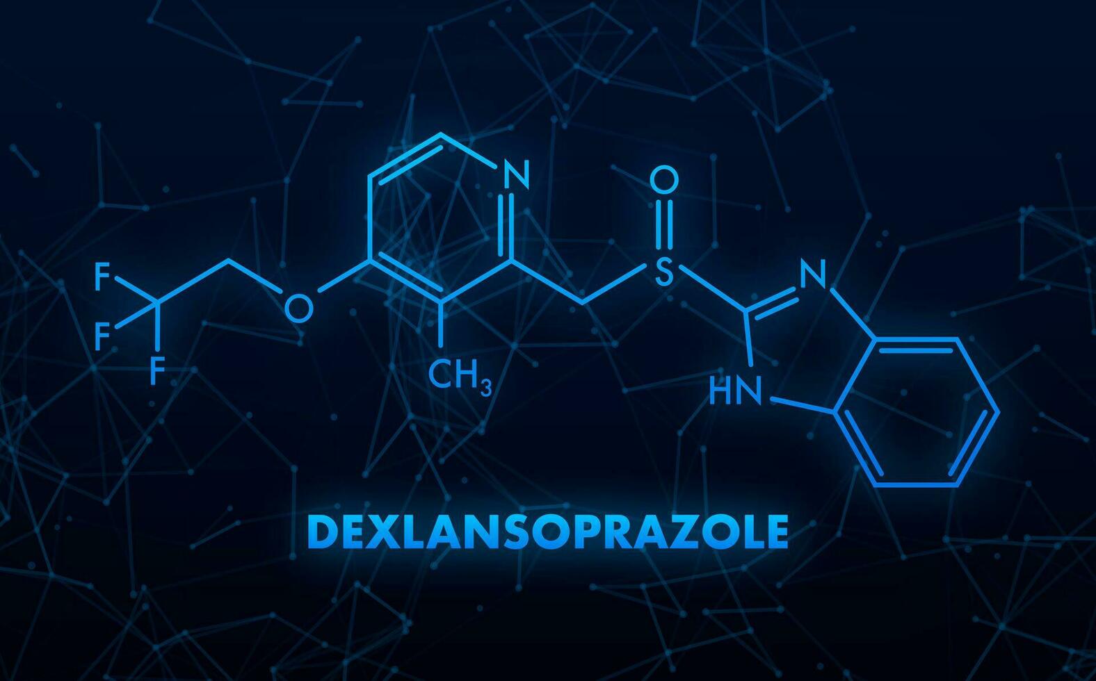 dexlansoprazol concept chemisch formule icoon label, tekst doopvont vector illustratie.