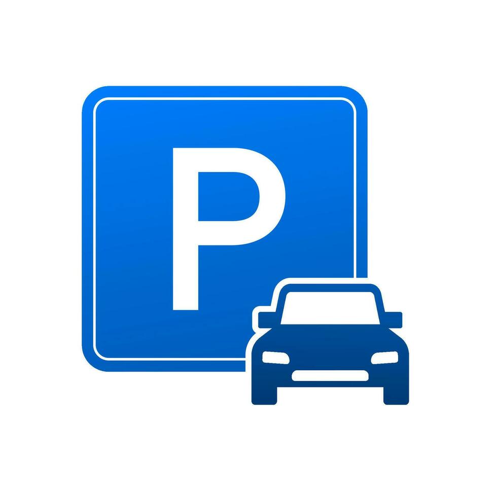 sjabloon met blauw parkeren. logo, icoon, label. parkeren Aan wit achtergrond. web element. vector voorraad illustratie