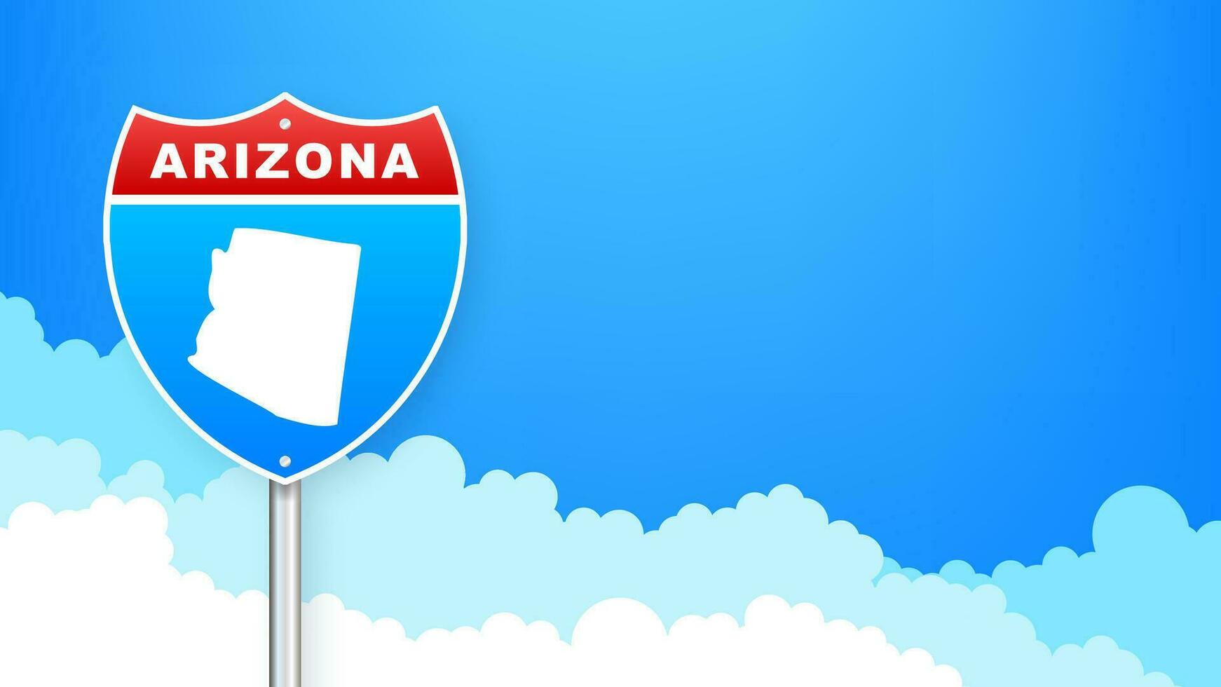 Arizona kaart Aan weg teken. Welkom naar staat van Arizona. vector illustratie