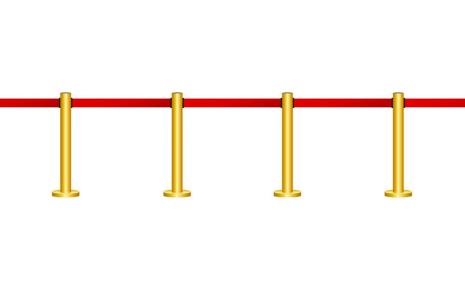 gouden barricade met rood touw geïsoleerd Aan wit achtergrond. vector illustratie.