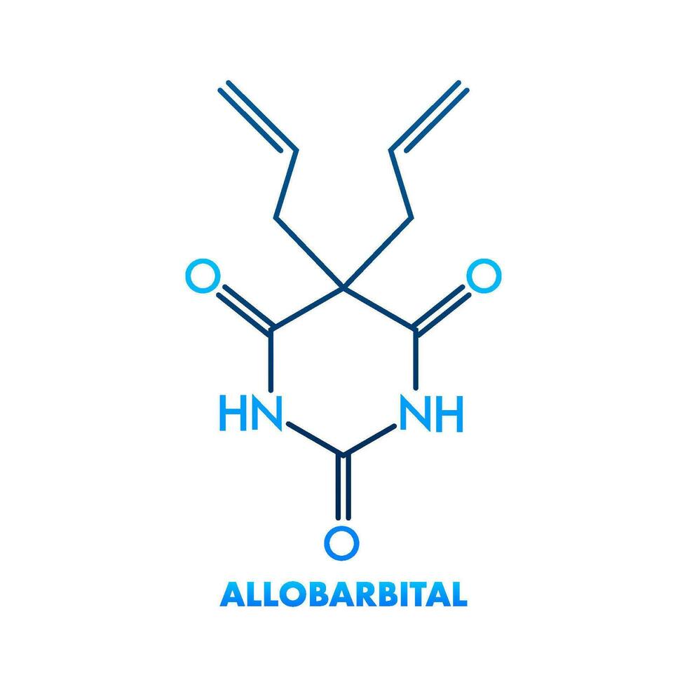 allobarbital chemisch formule. illustratie voor medisch ontwerp. moleculair structuur. vector