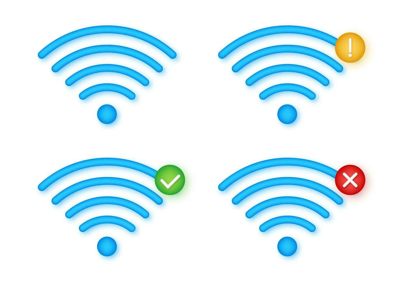 draadloze icoon set. Nee Wifi. verschillend niveaus van wi fi signaal. vector voorraad illustratie