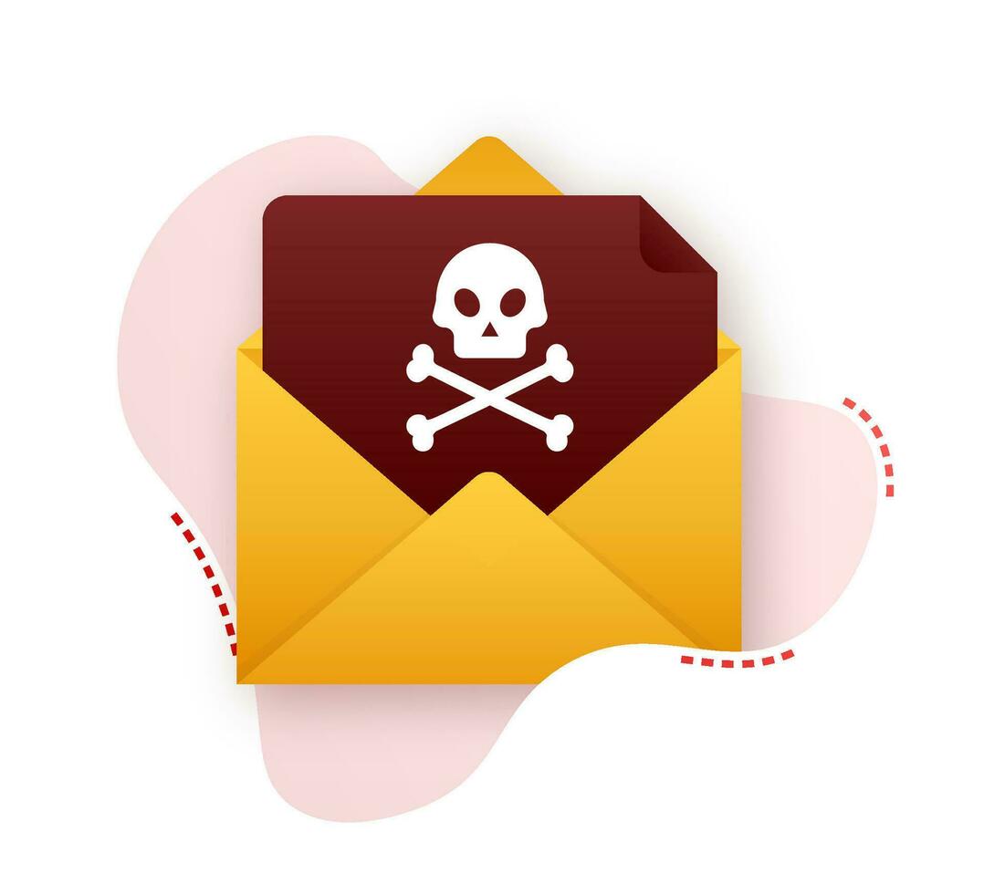 rood e-mail virus. virus, piraterij, hacken en veiligheid, bescherming vector voorraad illustratie