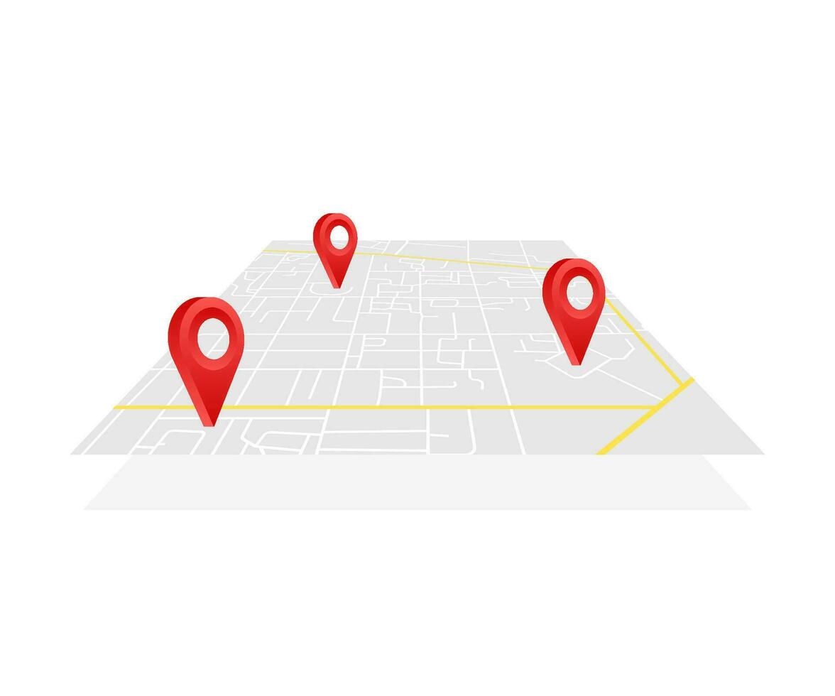 GPS navigator wijzer Aan stad kaart, van plaats naar plaats. vector voorraad illustratie.