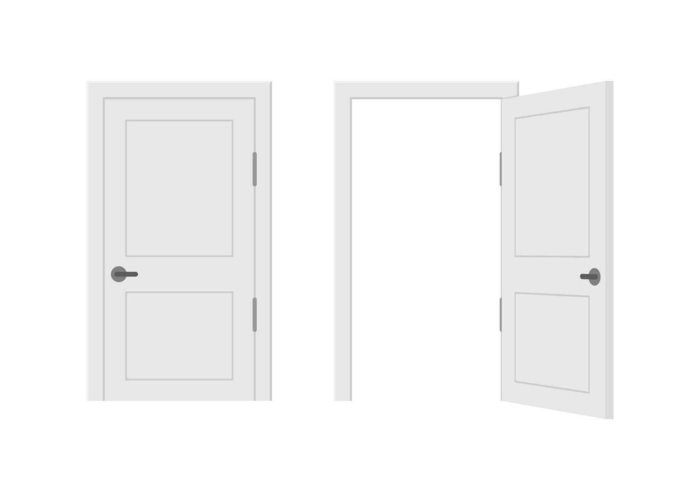 Open einde Gesloten deur. interieur ontwerp. bedrijf concept. voorkant visie. huis kantoor concept. bedrijf succes vector
