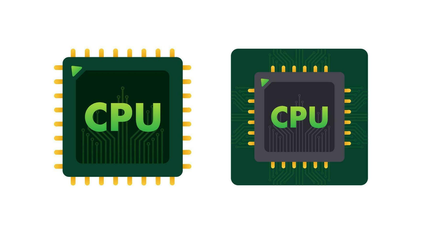 CPU chip, gegevens computergebruik. databank, procesteken vector voorraad illustratie