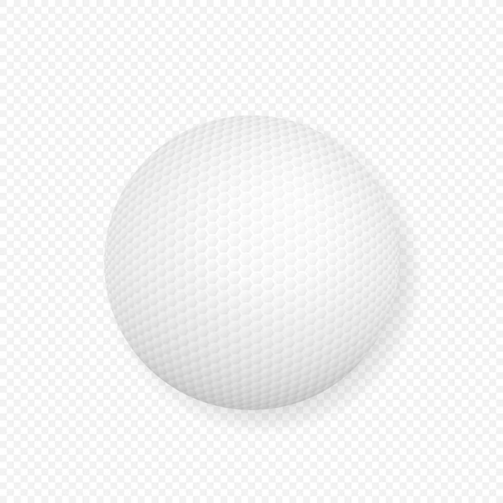 realistisch 3d wit klassiek golf bal icoon detailopname geïsoleerd Aan transparantie rooster achtergrond. vector voorraad illustratie