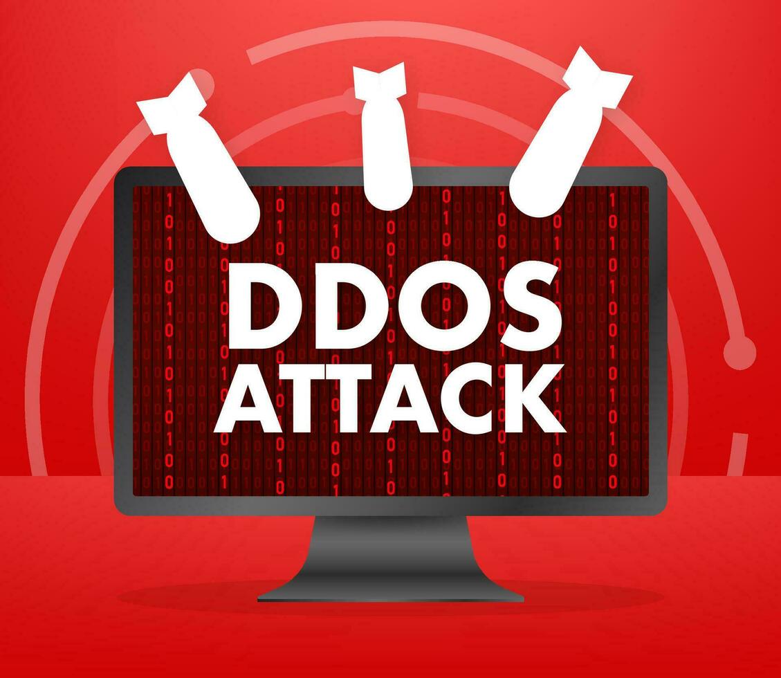 ddos aanval, hacker bom. ontkenning van onderhoud. vector voorraad illustratie