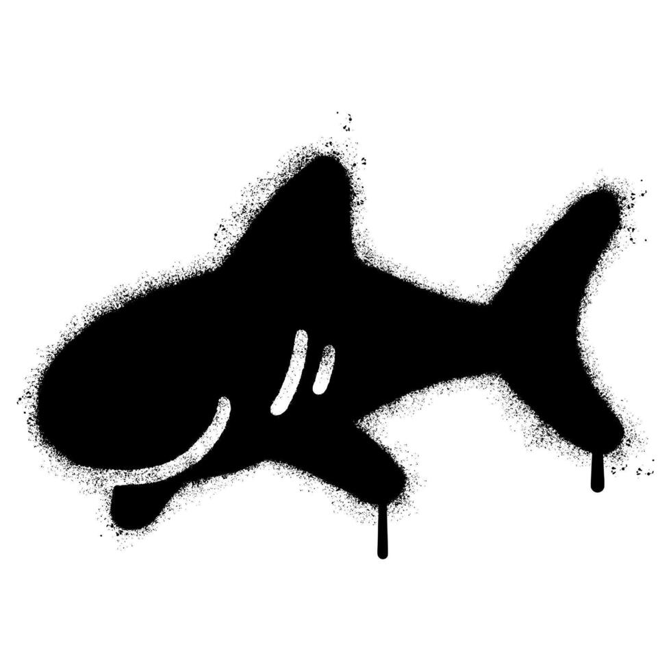 verstuiven geschilderd graffiti haai icoon woord gespoten geïsoleerd met een wit achtergrond. graffiti haai icoon met over- verstuiven in zwart over- wit. vector