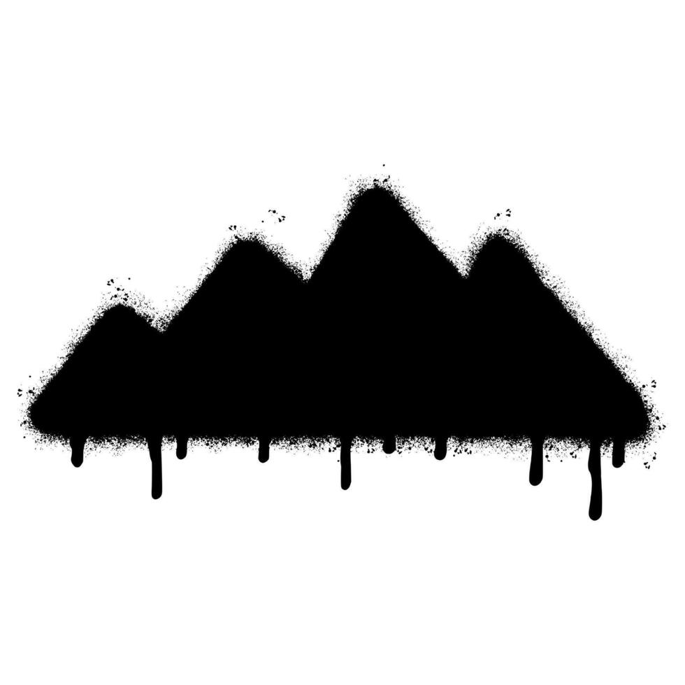 verstuiven geschilderd graffiti berg icoon gespoten geïsoleerd met een wit achtergrond. graffiti vulkaan met over- verstuiven in zwart over- wit. vector