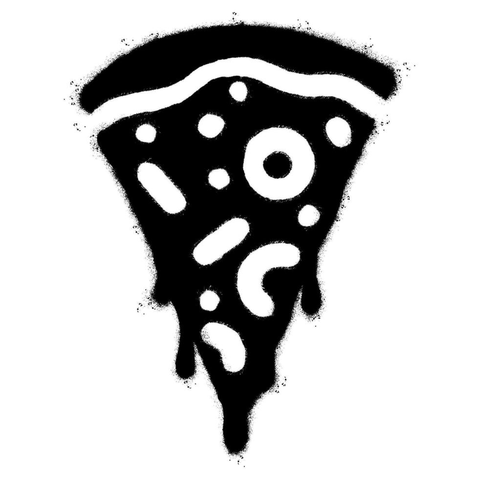 verstuiven geschilderd graffiti pizza icoon gespoten geïsoleerd met een wit achtergrond. graffiti pizza symbool met over- verstuiven in zwart over- wit. vector
